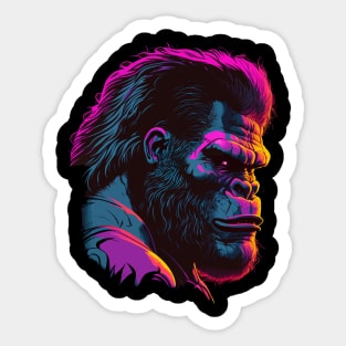 Synthwave Glitch Art Gorilla Sticker